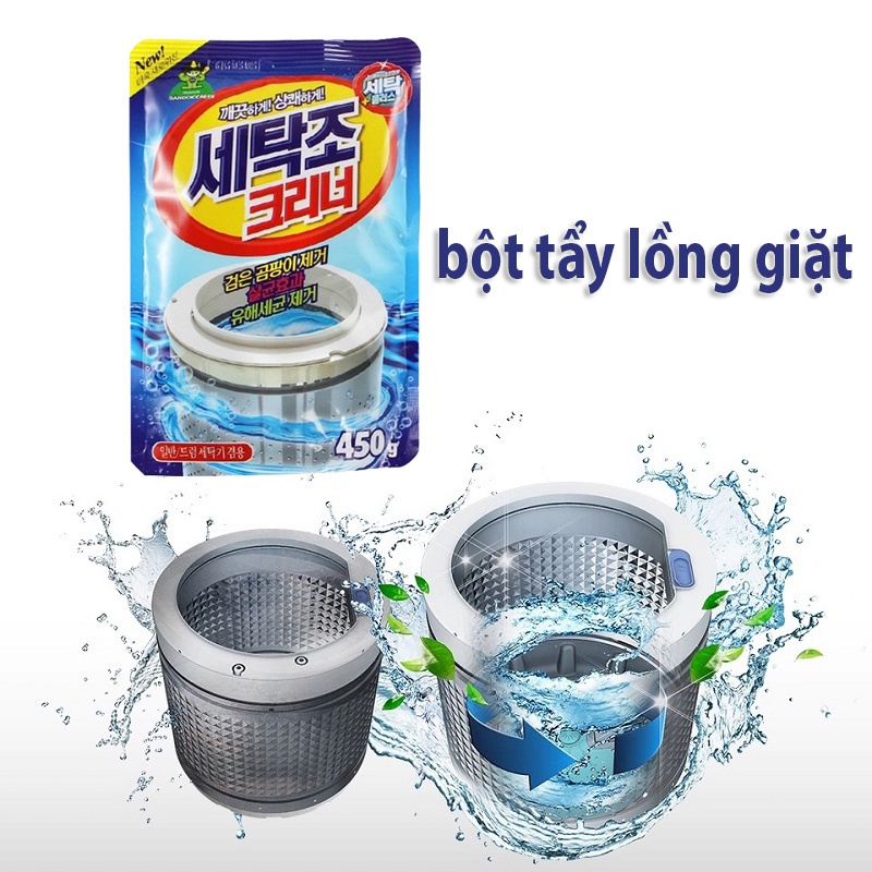 Bột Tẩy Lồng Máy Giặt Hàn Quốc Làm Sạch Diệt Khuẩn Loại Bỏ Mùi Hôi Trong Máy Giặt