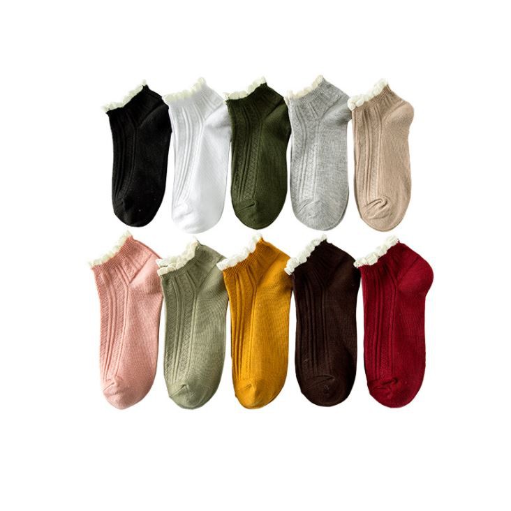 Set 10 Đôi Tất Vớ Nữ Cổ Bèo Vintaga như hình