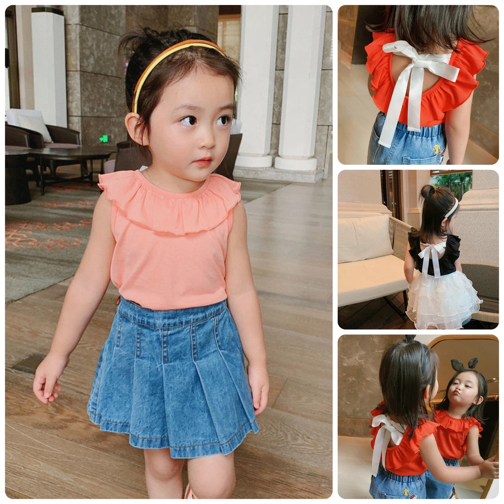 ATG17 Size 90-130 (9-27kg) Áo thun bé gái (Áo sát nách co giản vải mềm mát) Thời trang trẻ Em hàng quảng châu