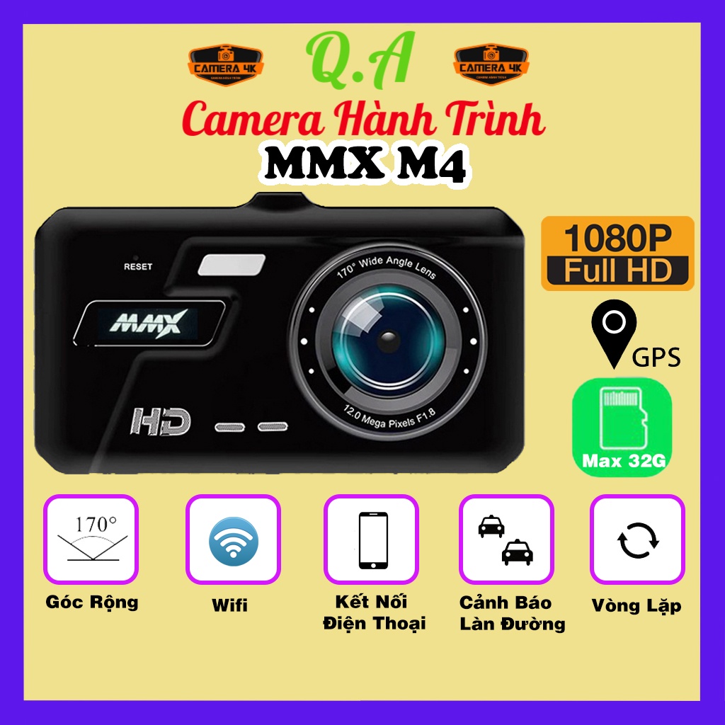 Camera hành trình ô tô MMX M4 Full HD, kết nối điện thoại, quay đêm rõ nét, GPS - Camera hành trình gương Acumen D10+