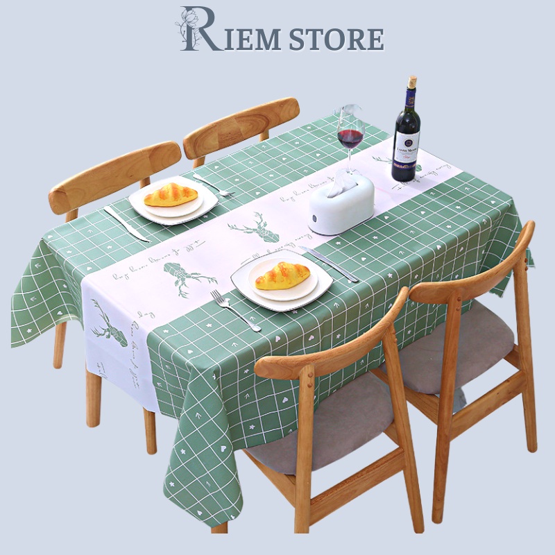 Khăn Trải Bàn Kẻ Caro Nhựa PVC Chống Thấm Nước Khăn Phông Nền Chụp Ảnh RIEM
