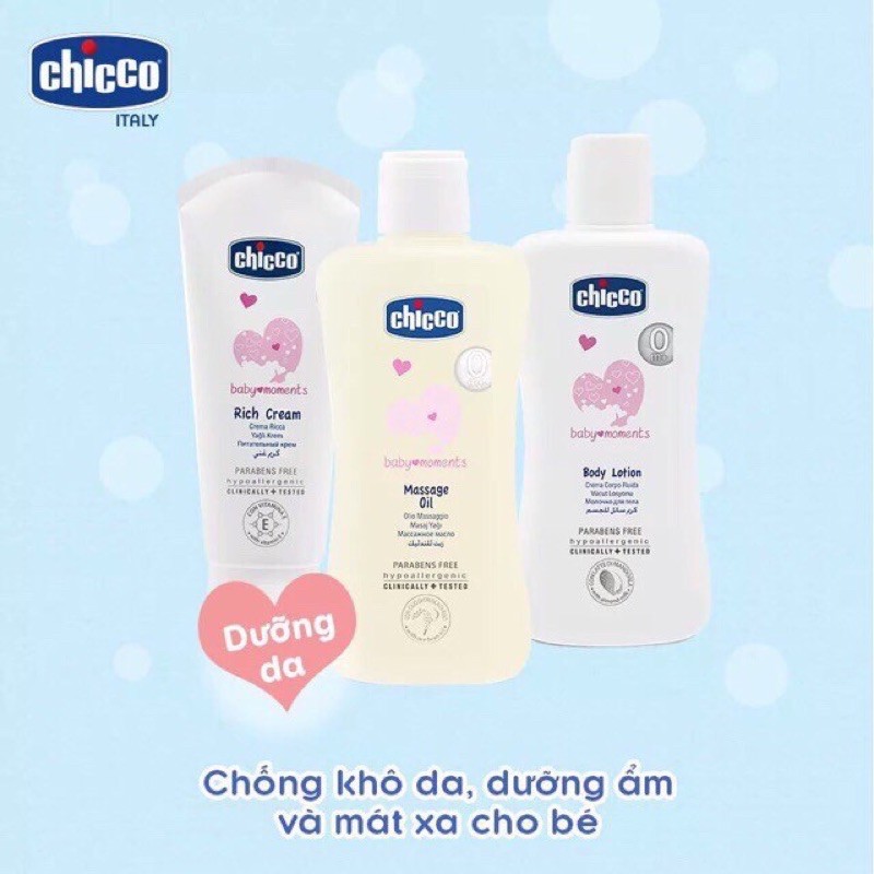 Dầu Mát Xa Chiết Xuất Cám Gạo CHICCO 200ml Chính Hãng Nhập Khẩu Ý