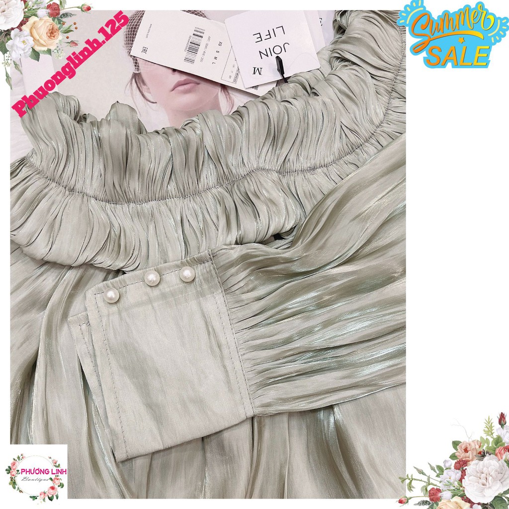 ⚡️phuonglinh.125 ⚡️ ÁO TƠ ORGANZA TRỄ VAI XANH NGỌC