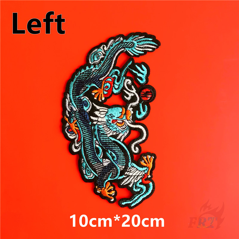 Miếng vá ủi thêu trang trí quần áo hình rồng kiểu Trung Hoa 10cm x 20cm