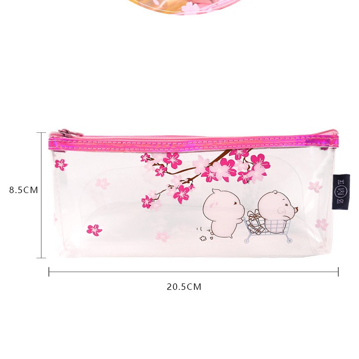 Túi đựng bút trong suốt hình chú heo hồng dễ thương Duashop