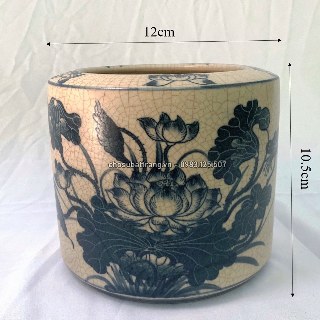 - Bát hương men rạn trơn hoa sen