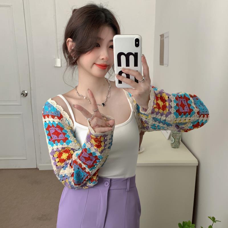 Jiashucheng Áo Khoác Cardigan Dệt Kim Mỏng Dáng Ngắn Phong Cách Pháp Thời Trang Mùa Hè 2023 Cho Nữ