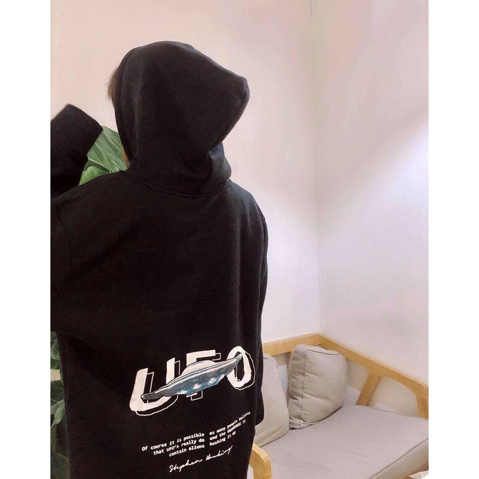 ÁO KHOÁC HOODIE NỈ NGOẠI chui UFO dây kéo UNISEX - ÁO NỈ MŨ UFO TRẮNG ĐEN IN VŨ TRỤ HOT