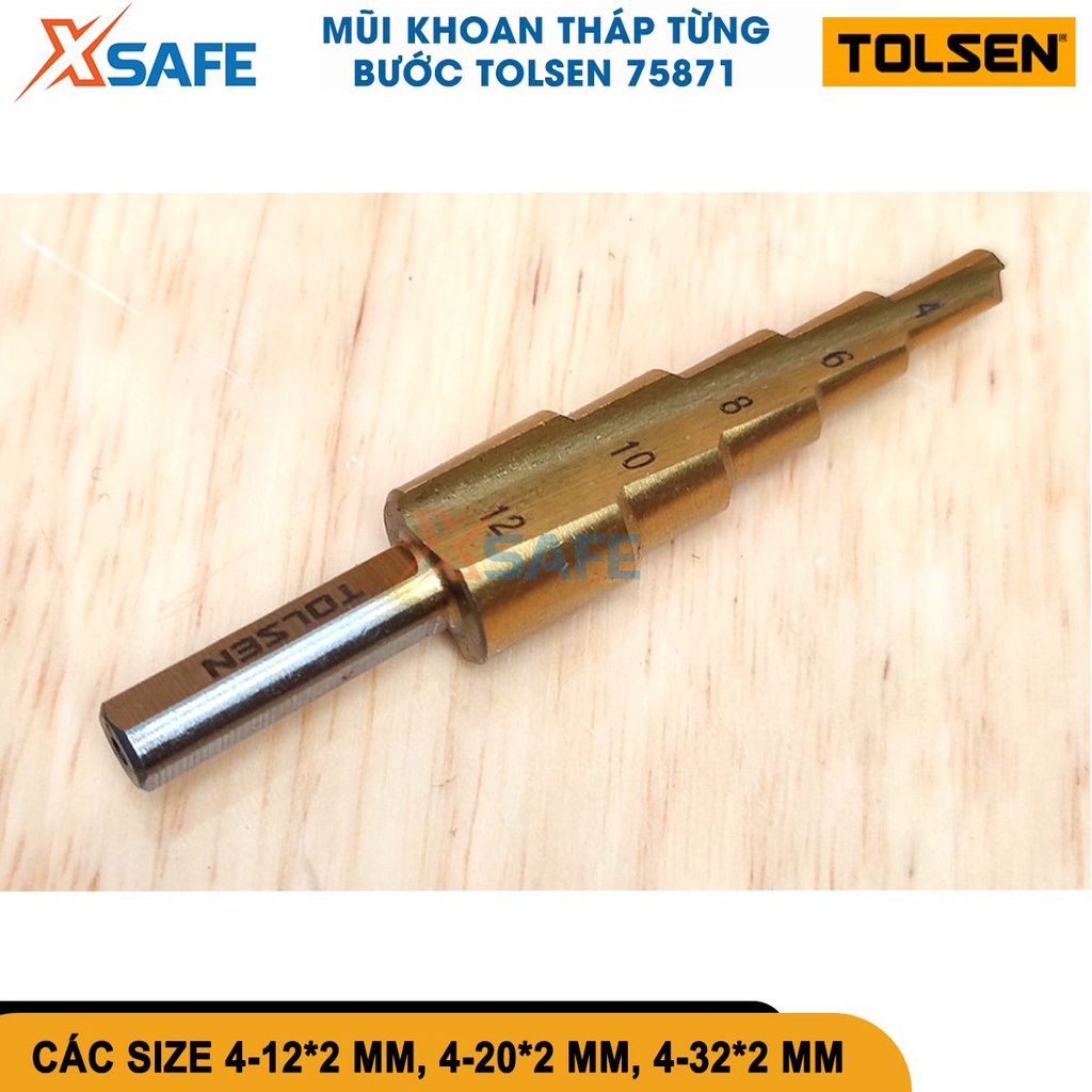 Mũi khoan bước Tolsen HSS kích thước 4-12*2mm đến 4-32*2mm, được chế tạo từ thép gió HSS (High Speed Steel)[CHÍNH HÃNG]