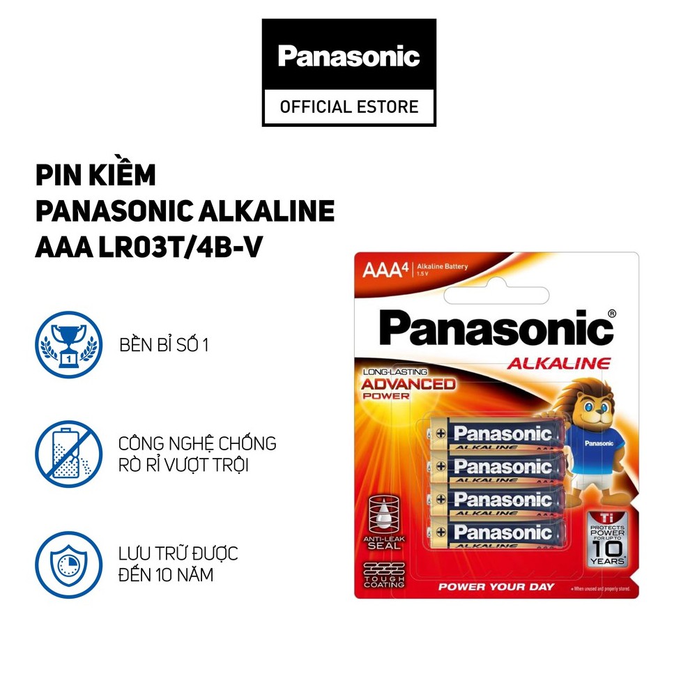 Vỉ Pin kiềm Panasonic Alkaline AAA LR03T/4B-V (4 viên) – Hàng Chính Hãng