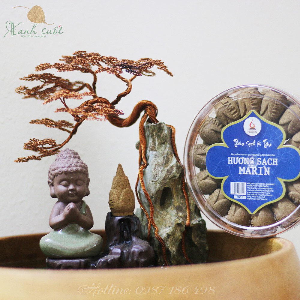 [Marin] Nụ Hương Bài Cao Cấp- Hình Búp Sen- Dianelle Incense Lotus Cones [ Xanh Suốt]