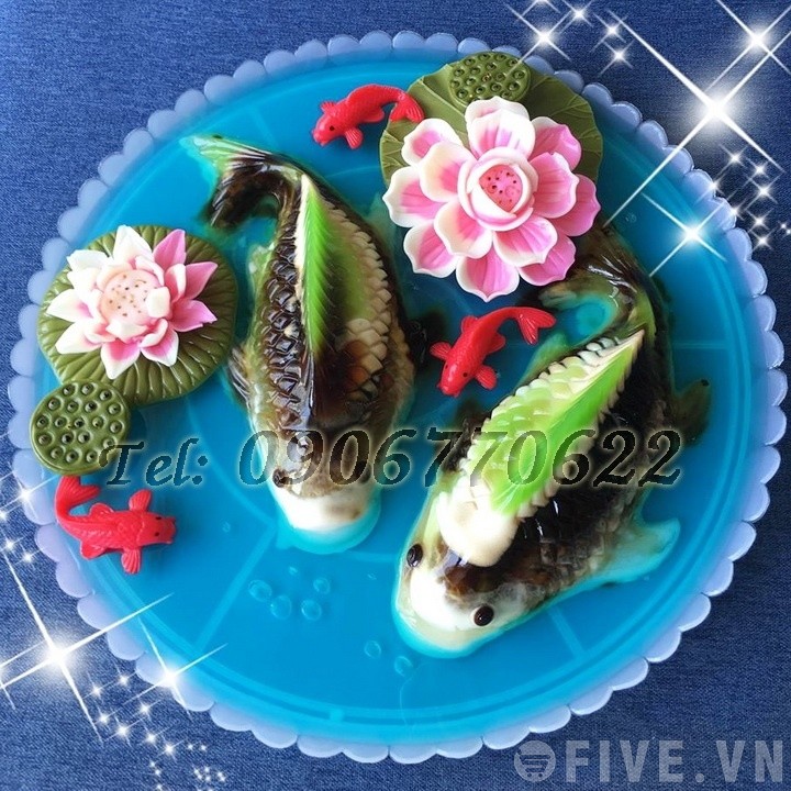 Khuôn nhựa lam thạch, rau câu, khuôn xôi hình cá Koi