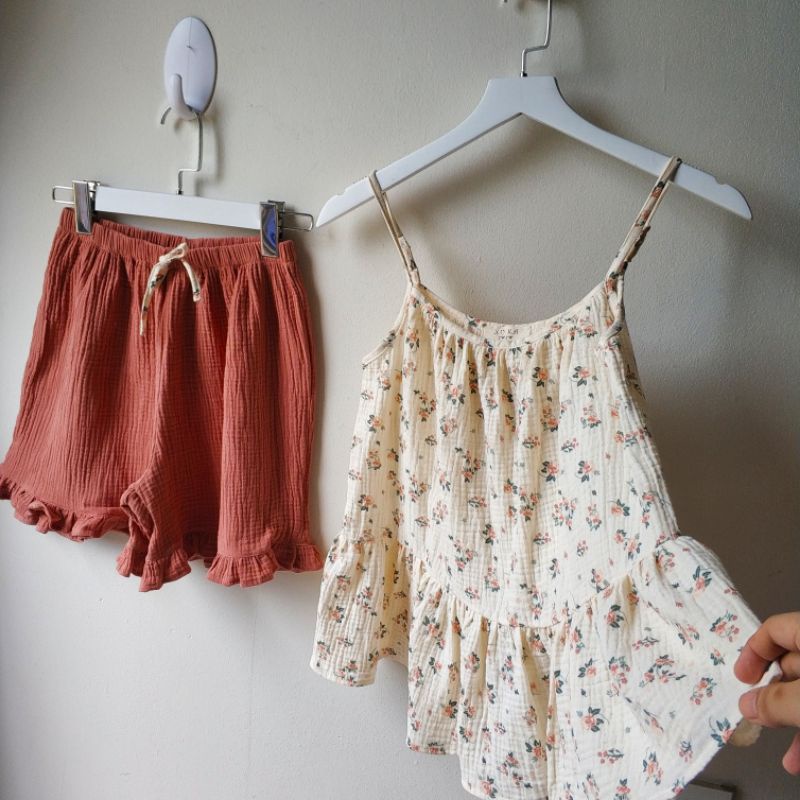 set 2 dây muslin hoa hồng