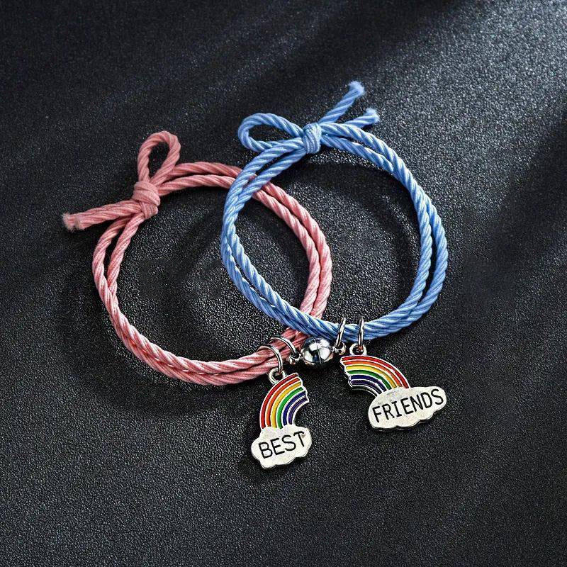 Set 2 Vòng Tay Tình Bạn Màu Cầu Vồng Thời Trang Hàn Quốc