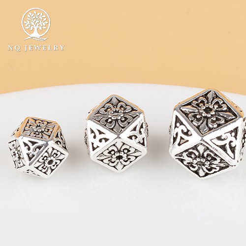 Charm bạc 925 Hạt rỗng đa giác xỏ - NQ Jewelry