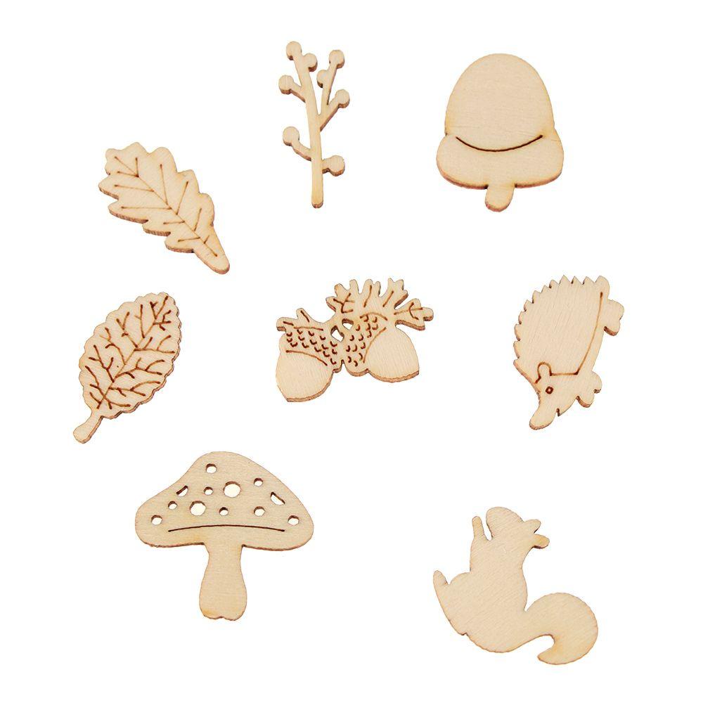 Set 50 Miếng Gỗ Hình Nấm Trang Trí Thủ Công