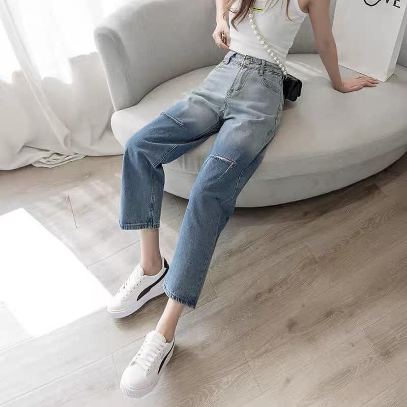Quần Bò Phối Màu Phom Nhỏ Cho Eo 50cm Trở Lên XXS, XS, S, Vải Mềm Thoải Mái Có Size Và Chiều Dài Khác Nhau Từ 30kg