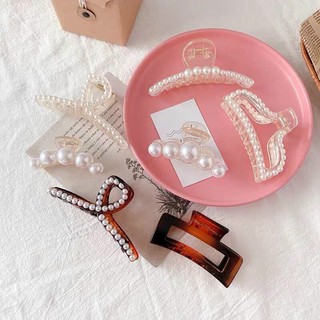 Set 7 kẹp tóc ngoặm đính ngọc trai nhân tạo
