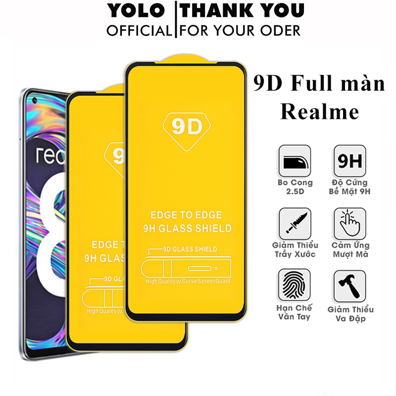 Cường lực Realme 10 10 Pro 9 9i 8i 5 5i 5s 2Pro Q5 Q3 Pro Q 6Pro 6s 6i 7i 7Pro 8Pro nazro 30 full màn tổng hợp Kính [9D]