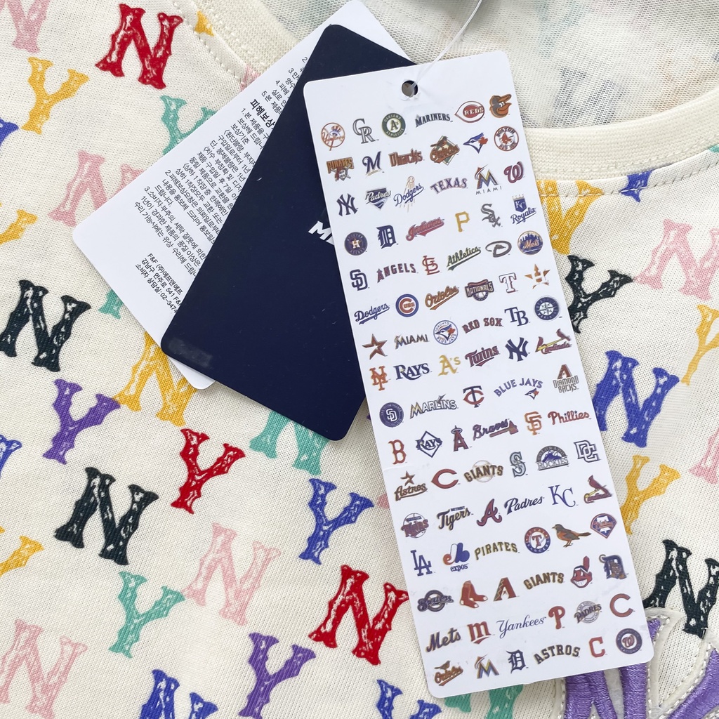 Đầm Cotton Ngắn Tay Thêu Logo MLB NY Nhiều Màu Sắc Chất Lượng Cao Cho Nữ