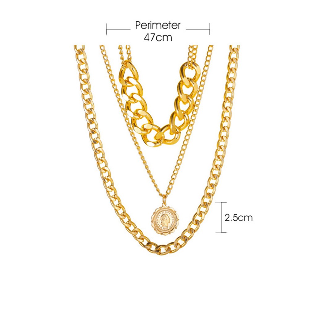 Vòng Cổ Choker Ba Lớp Mặt Tròn Phong Cách Hip Hop Thời Trang Cho Nữ