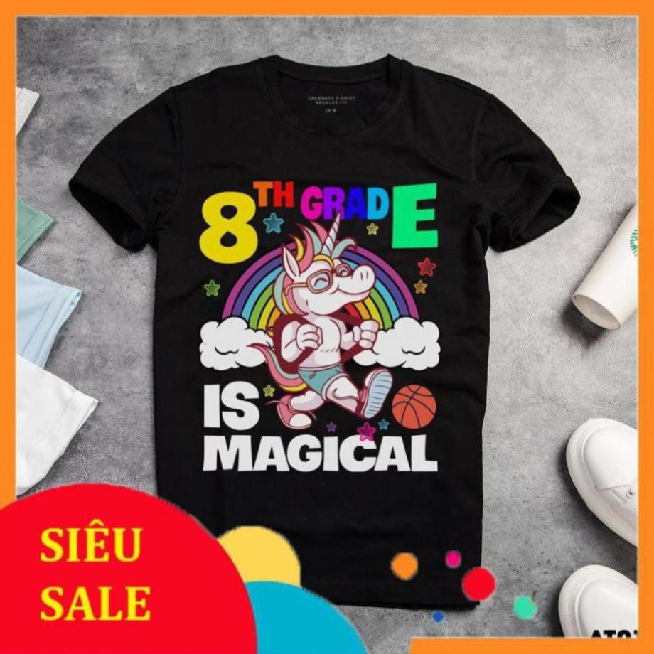[GIÁ SẬP SÀN] [GIÁ XƯỞNG] Áo thun in unisex,tay ngắn, tay lỡ, áo thun is magical, 8th grade, ngựa sừ