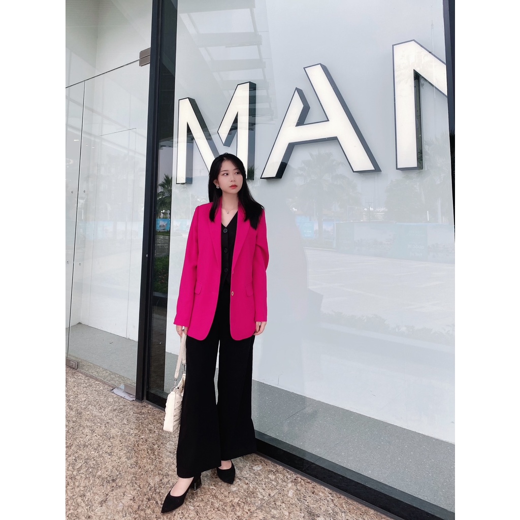 Áo Blazer dáng dài dài tay màu Hồng cánh sen HĐ003