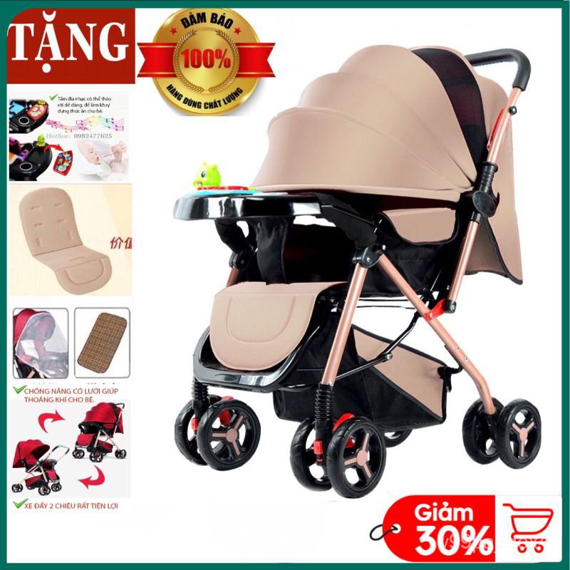VNBYXe Đẩy Cho Bé 2 Chiều 3 Tư Thế, Xe Đẩy Em Bé Có Nhạc
