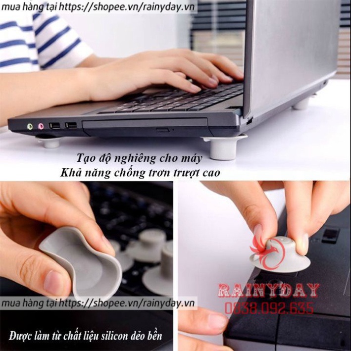 Bộ chân kê laptop tản nhiệt, đế để laptop đỡ macbook pro máy tính xách tay bằng silicon - 4 nút