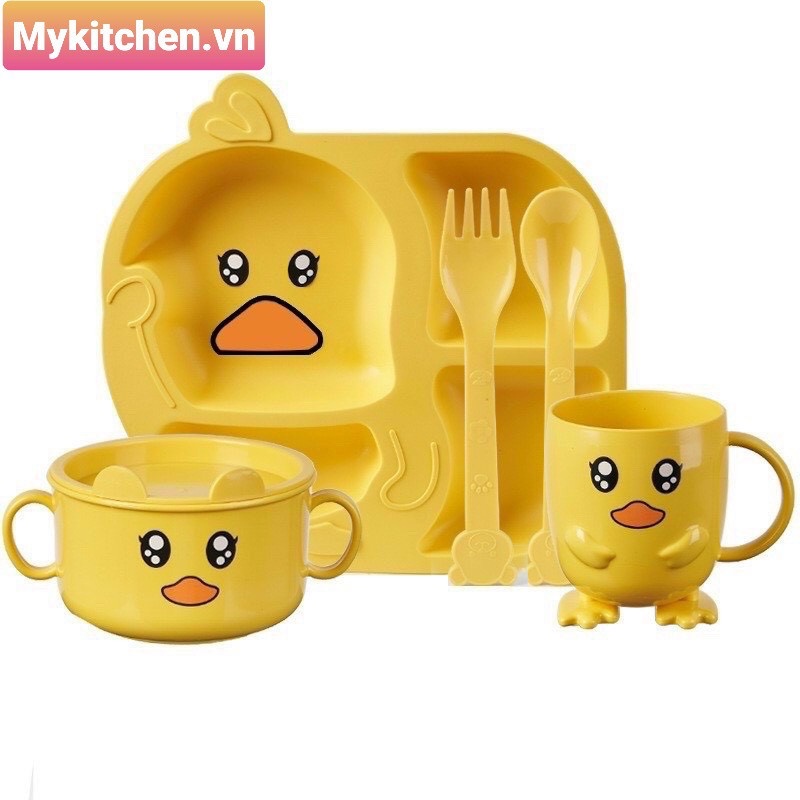 Khay VỊt Vàng Ăn DẶm Cho Bé -Set 5 Món