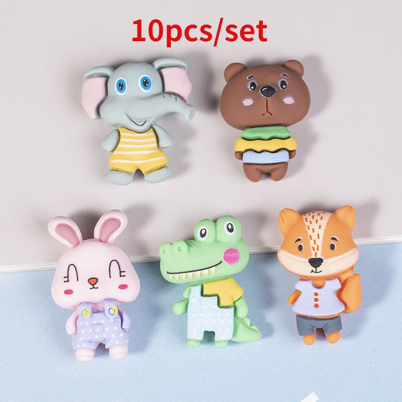 Set 10 phụ kiện resin dán trang trí điện thoại hình động vật dễ thương