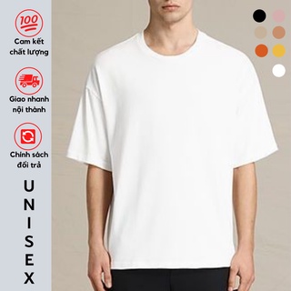 Áo thun trơn chất cotton pha sợi nam nữ freesize tay lửng rộng Unisex Ulzzang oversize kiểu basic cổ tròn