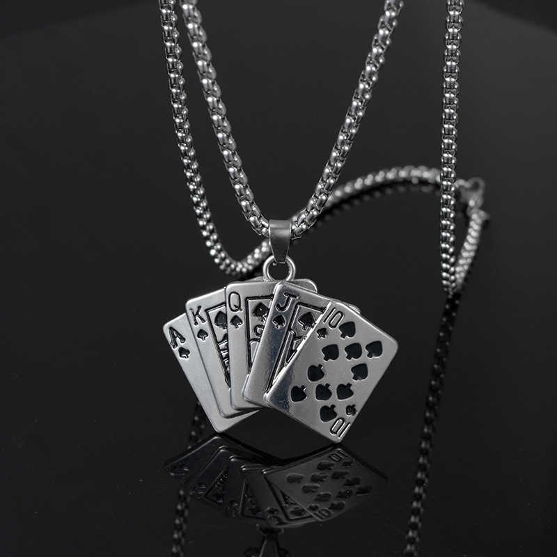 Dây chuyền thép titan mặt bài tây hợp thời trang 22170