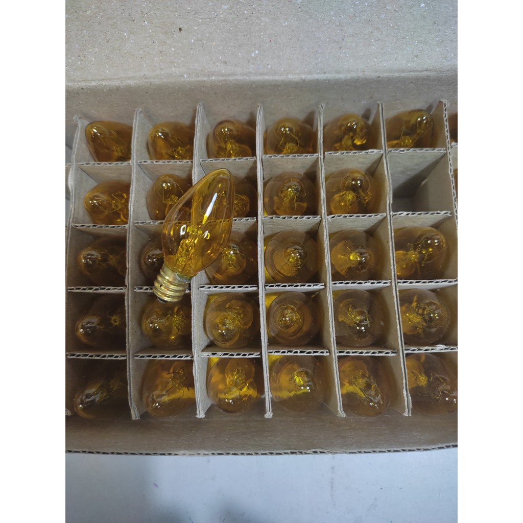 10 bóng quả nhót sợi đốt bóng đèn thờ đèn ngủ màu đỏ vàng đui E12 Vĩ Châu