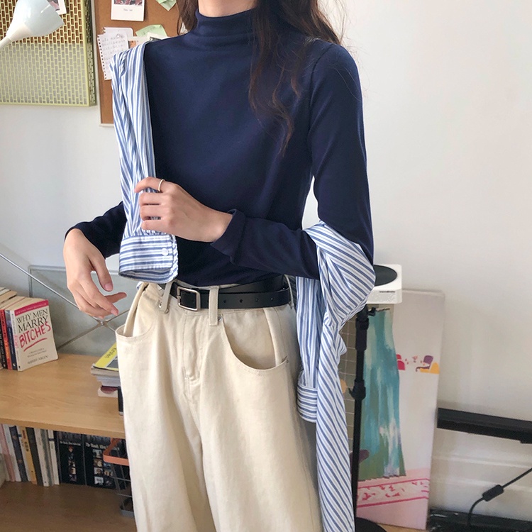 Áo thun tay dài màu sắc đơn giản thời trang 31358
