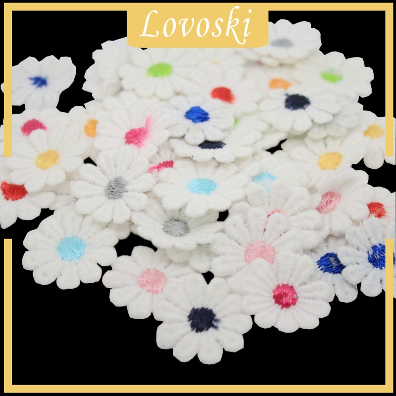 Set 50 Miếng Dán Trang Trí Quần Áo Hình Hoa Cúc Thêu Xinh Xắn