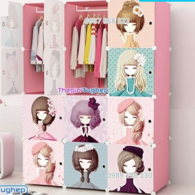 Tủ nhựa ghép 12 ô / 12 ngăn size lớn ( oder) mẫu công chúa