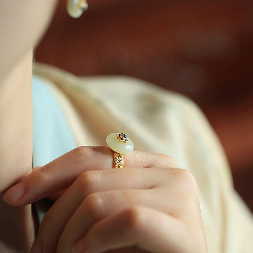 Nhẫn Hoa Sen Phong Cách Trung Hoa Thanh Lịch Có Thể Điều Chỉnh Cho Nữ