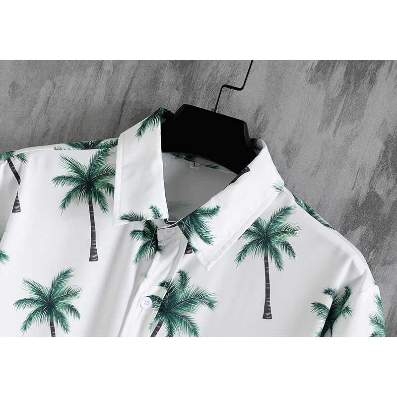 New INS popular beach shirt suits, short-sleeved shirts and drawstring shorts, Hawaiian print floral men's clothes, travel vacation beach casual men's and women's Polo tops.