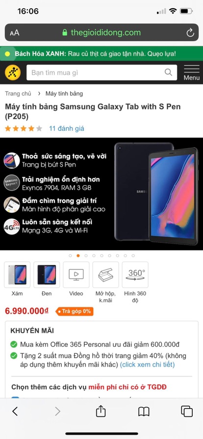 Bao da Máy tính bảng Samsung Galaxy Tab with S Pen P205