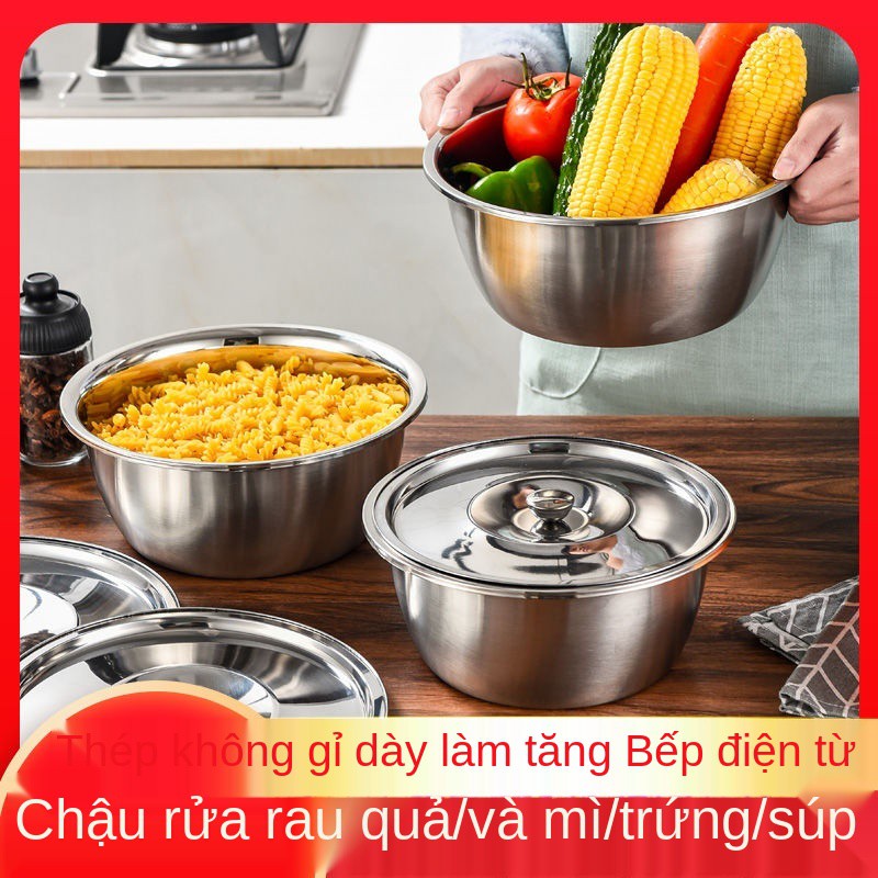 [có nắp] Chậu inox đúc sâu lòng dày rửa bát gia đình bếp và Dầu thực vật mặt vị