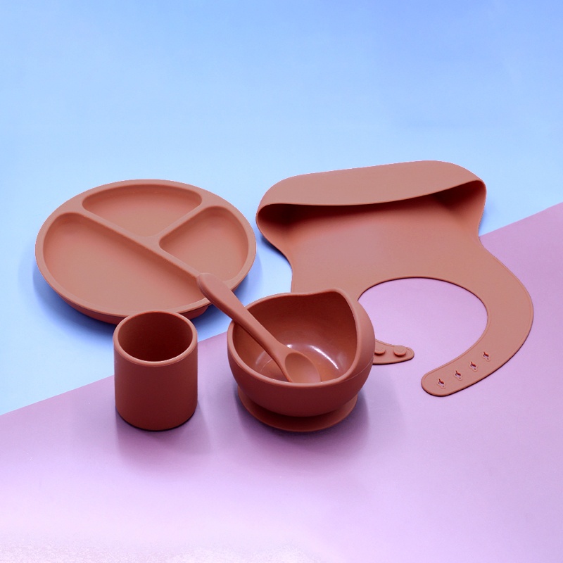 Bộ Dụng Cụ Ăn Dặm Bằng Silicone Chống Trượt Cho Bé