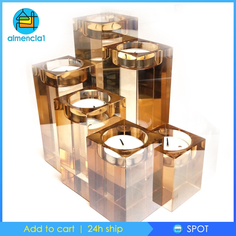 [ALMENCLA1] 3Pcs Tealight Holder Cubic Romantic Candles Stand Housewarming Gift Ornament