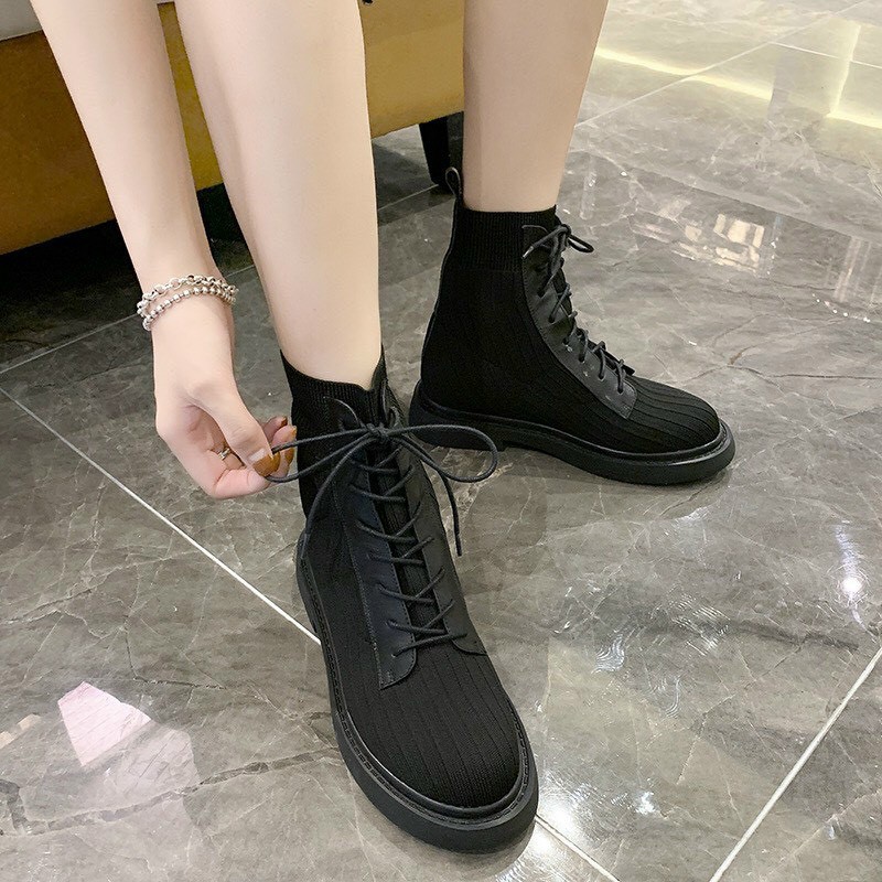 Giày boots nữ cổ cao phong cách Hàn Quốc siêu xinh