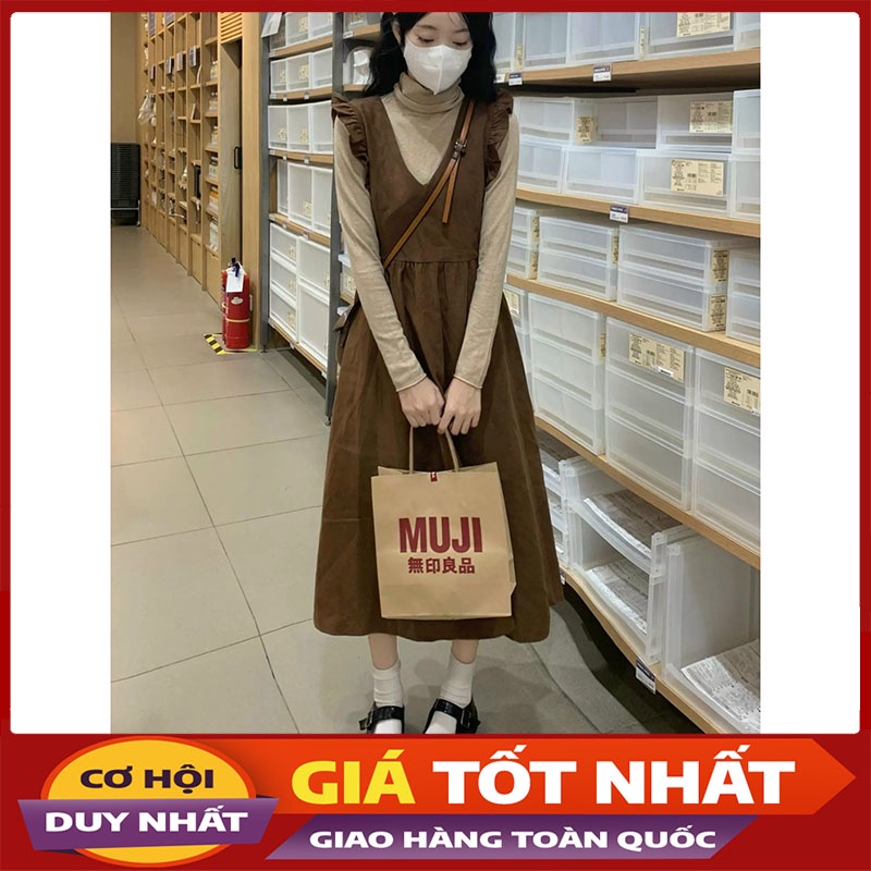 Váy Yếm Da Lộn Dáng Dài Hàng Quảng Châu Loại 1 M2140-Violet