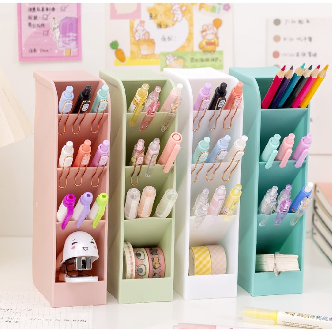 Ống đựng bút 4 ngăn nhựa tiện lợi gọn gàng