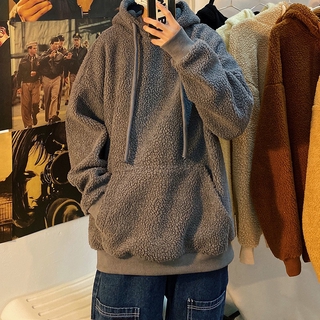 Áo Hoodie Len Lông Cừu Phối Nhung Dày Thời Trang Mùa Đông Cho Nam