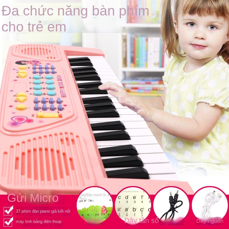 ✈Trẻ em mới bắt đầu bàn phím điện tử 37 đồ chơi cho gái và học sinh đa chức năng đàn piano nhạc cụ âm