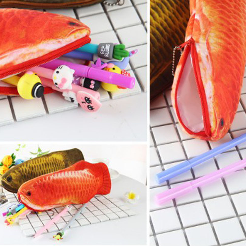 Túi Đựng Bút Hình Cá 3d Vải Lông Dễ Thương