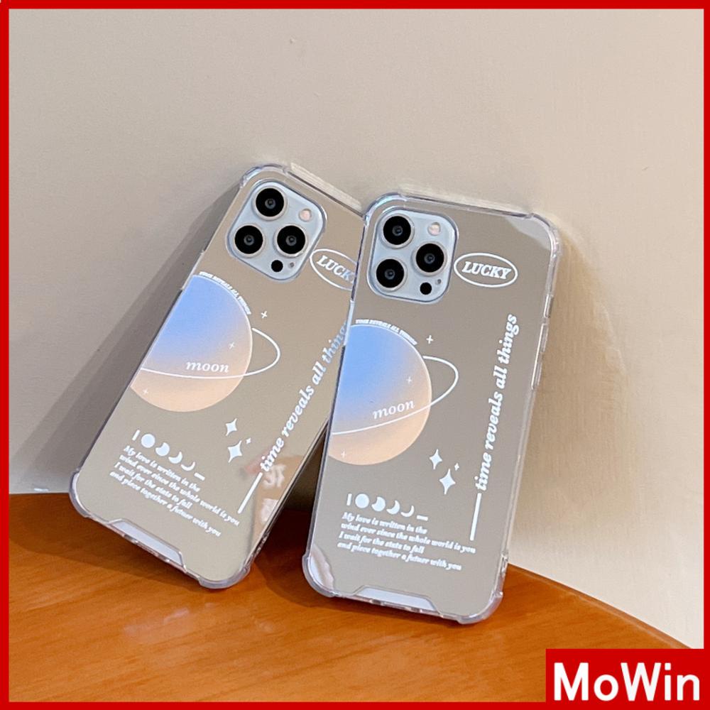 Ốp điện thoại acrylic có gương bảo vệ chống va đập hình hành tinh mặt trăng thích hợp cho iPhone 11 iPhone 13 Pro Max